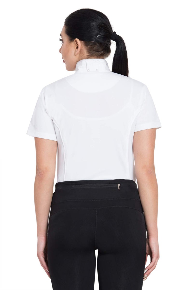 TuffRider Women's Kirby Kwik Dry Short Sleeve Show Shirt, White/White, 1X - Image 3